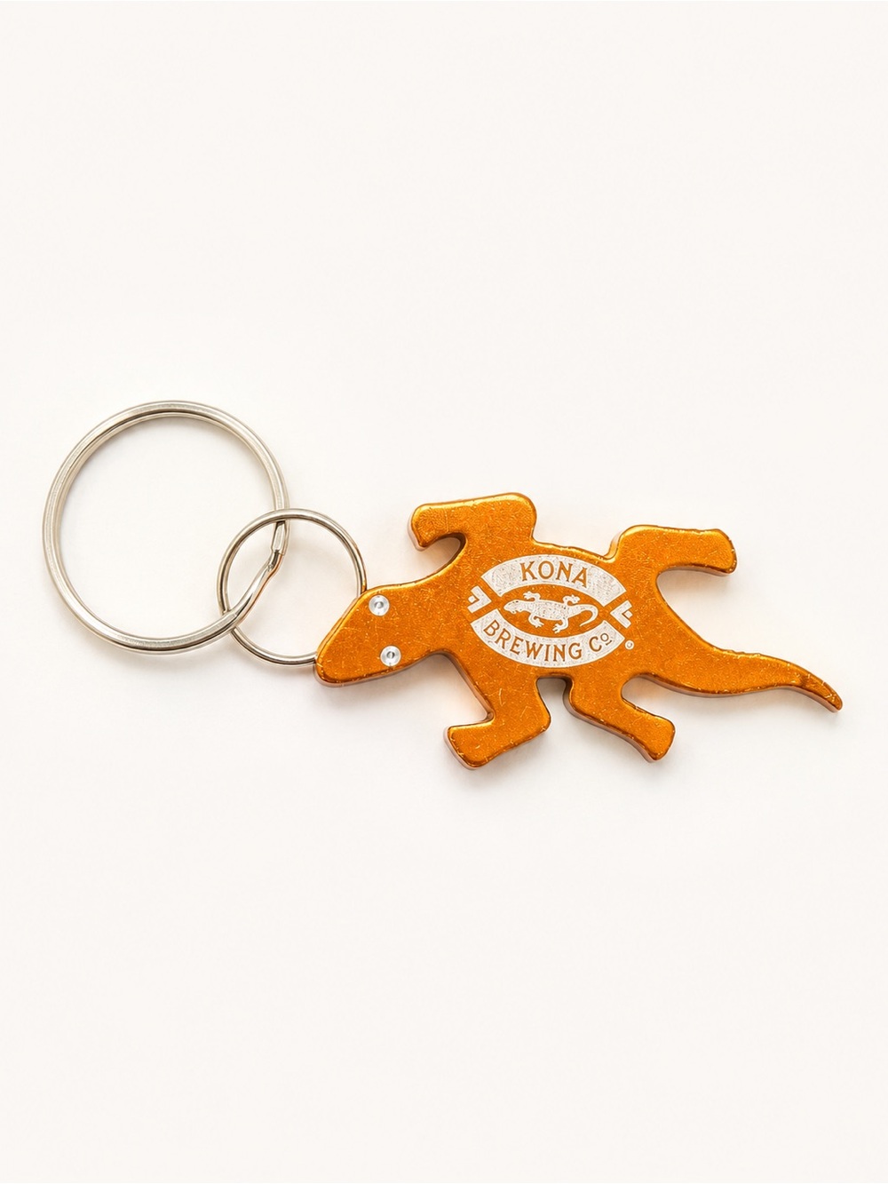 Kona Brewing Co Orange Metal Bottle Opener Keychain Gecko Beer Collectible